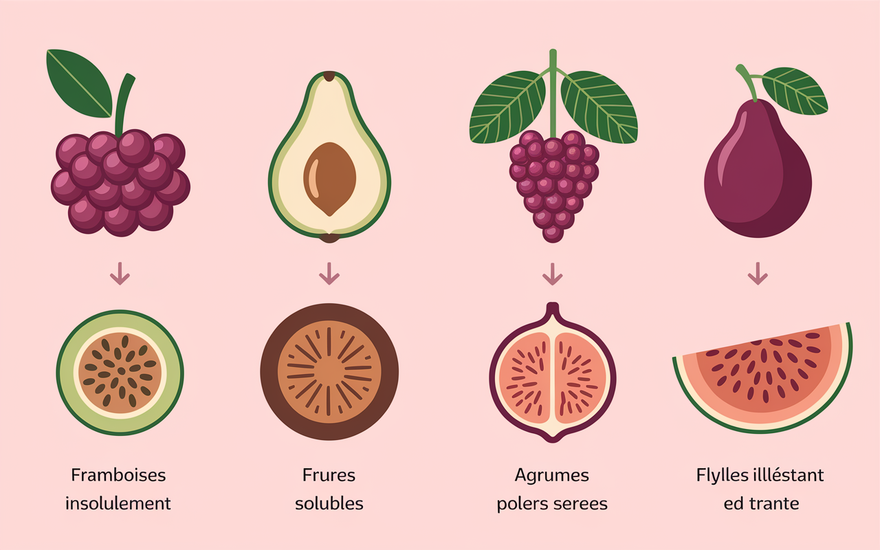 Fruits schema fibres solubles insolubles digestion