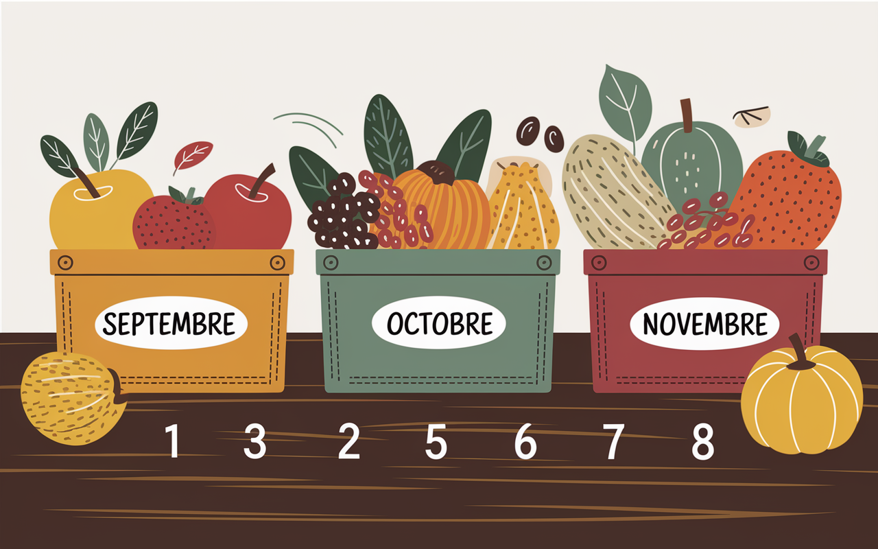 Paniers fruits legumes automne par mois