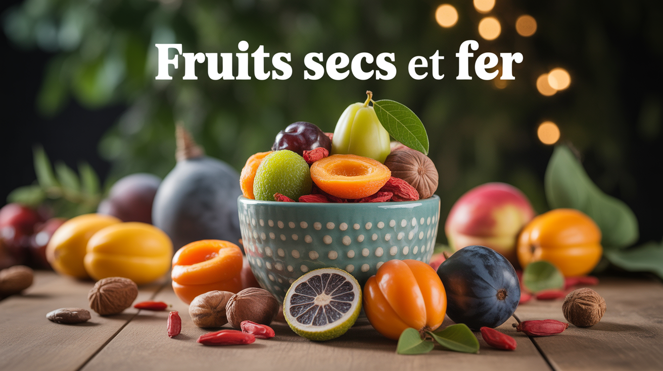 bol de fruits secs riches en fer sur table bois