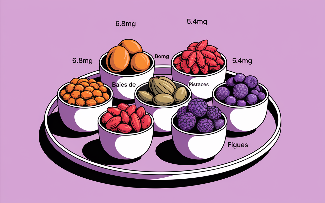 plateau de bols fruits secs avec teneurs en fer