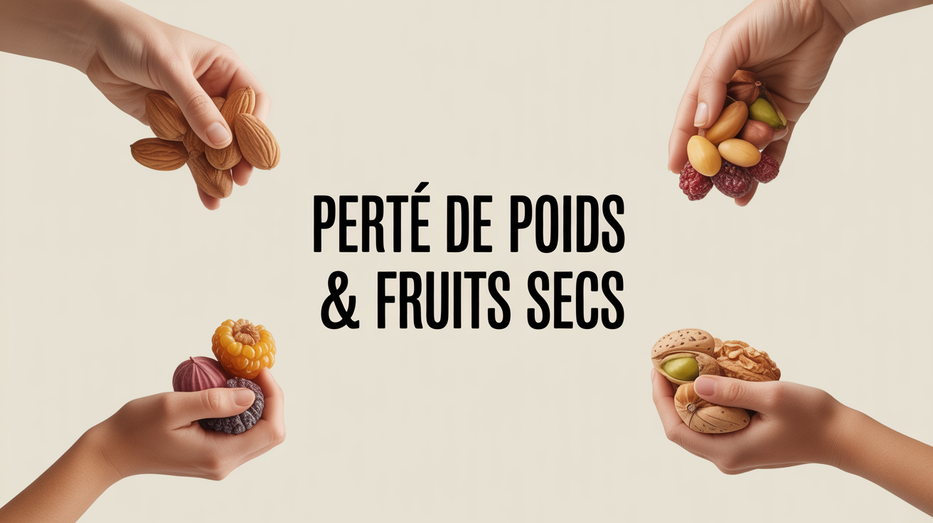 Mains prenant une poignée de fruits secs pour maigrir