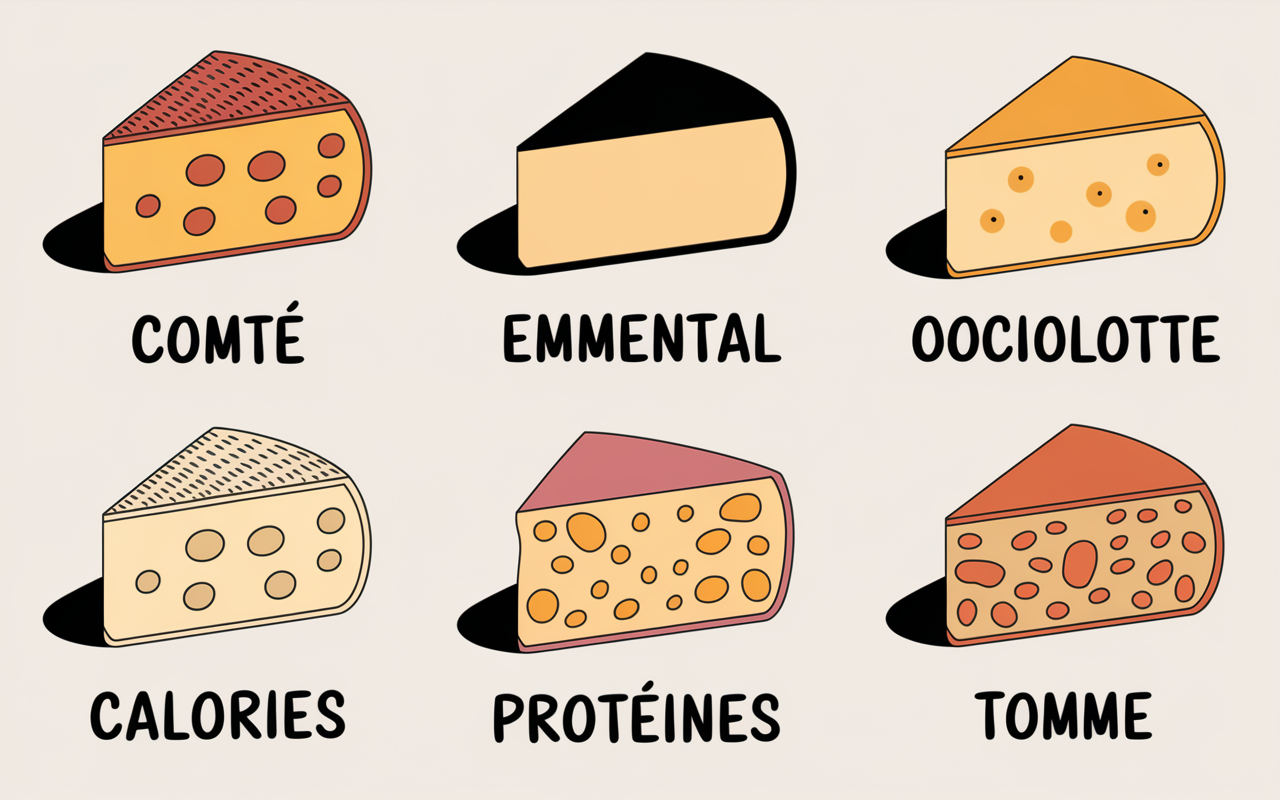 comparatif calories proteines fromages a pate dure