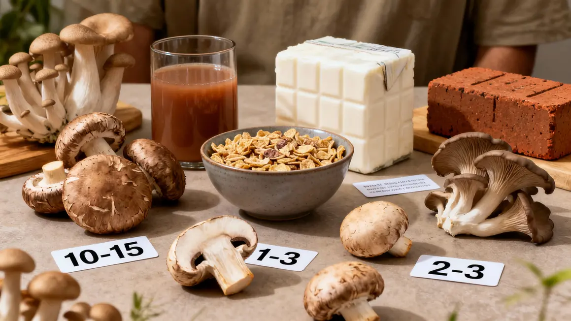 Champignons UV lait vegetal cereales jus vitamine D
