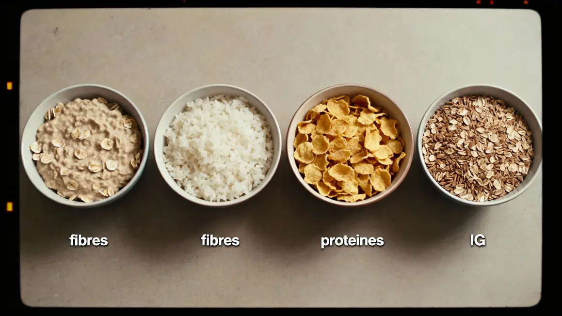 quatre bols céréales comparaison fibres protéines IG pour perte de poids