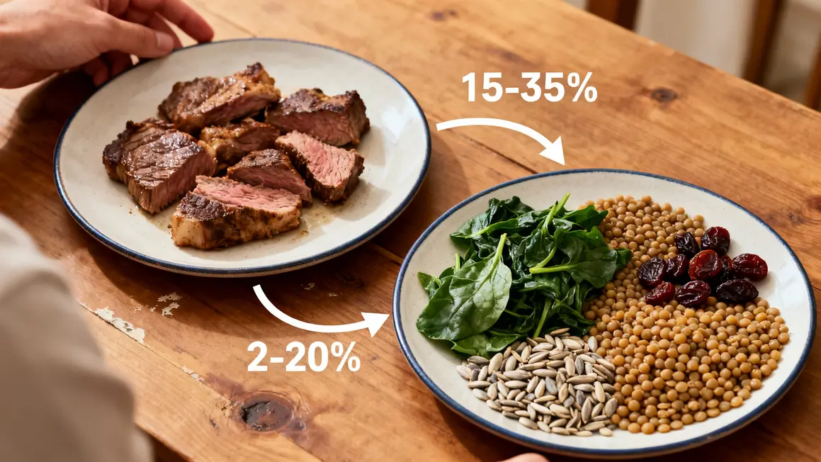 assiette viande vegetaux biodisponibilite fer