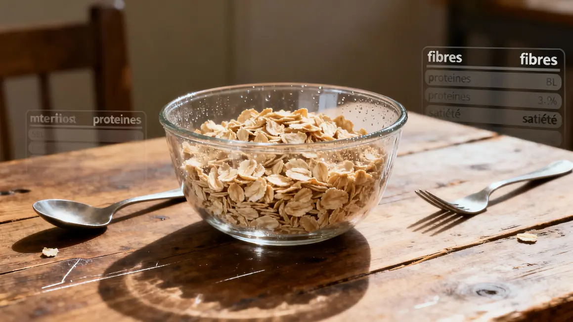Bol flocons d'avoine fibre protéines satiété nutrition