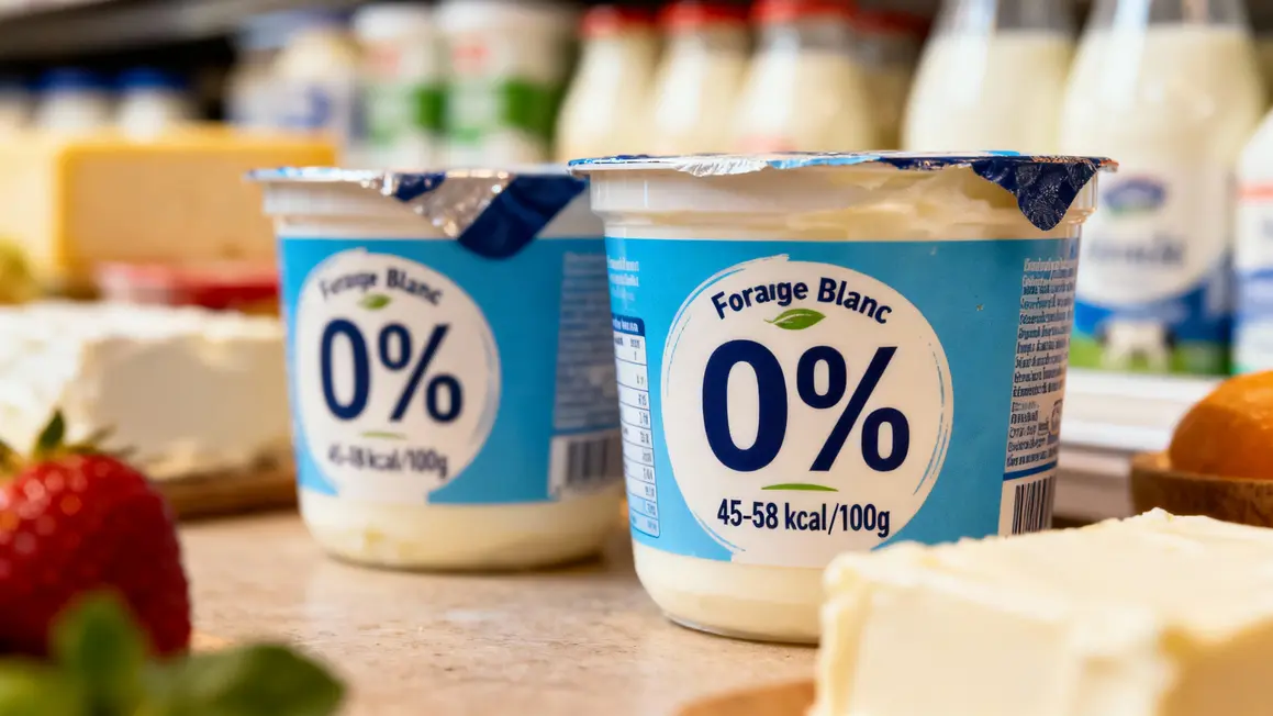 deux pots fromage blanc 0 pourcent affichage calorie