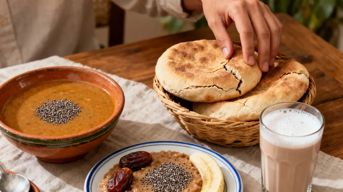 plats marocains décorés de graines de chia بذور الشيا