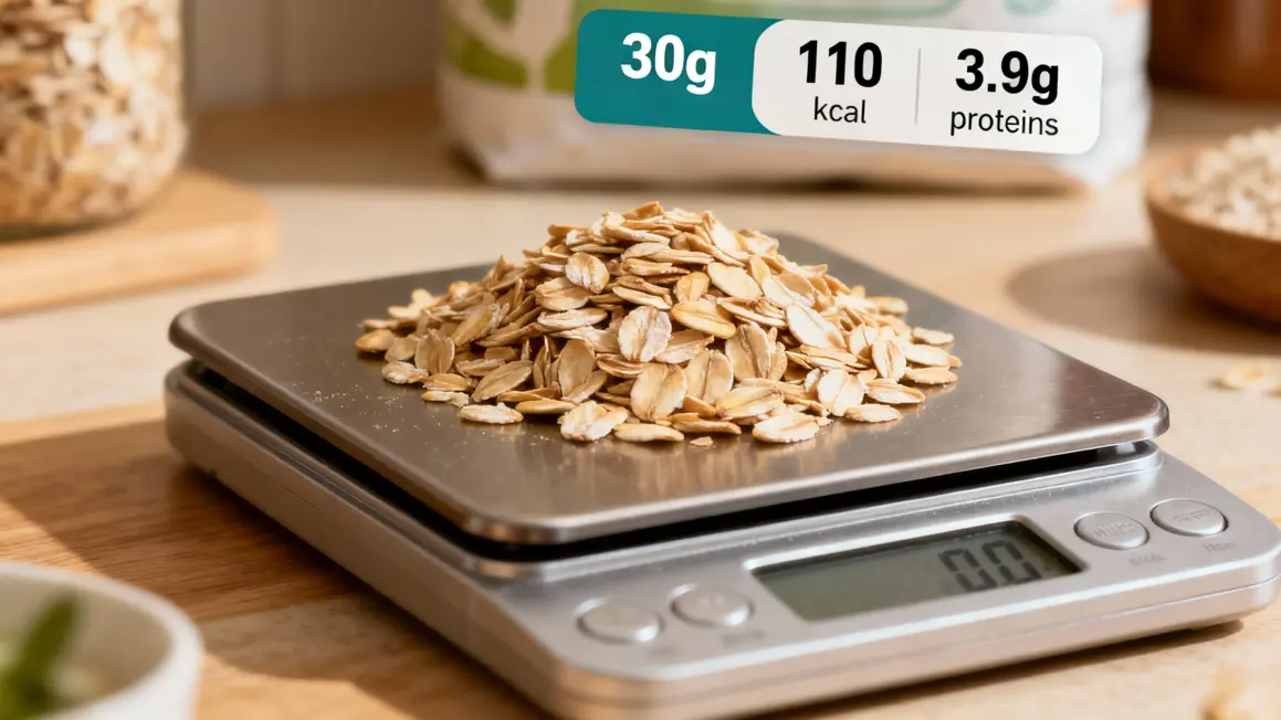 Valeurs nutritionnelles flocons d'avoine 30g 110kcal