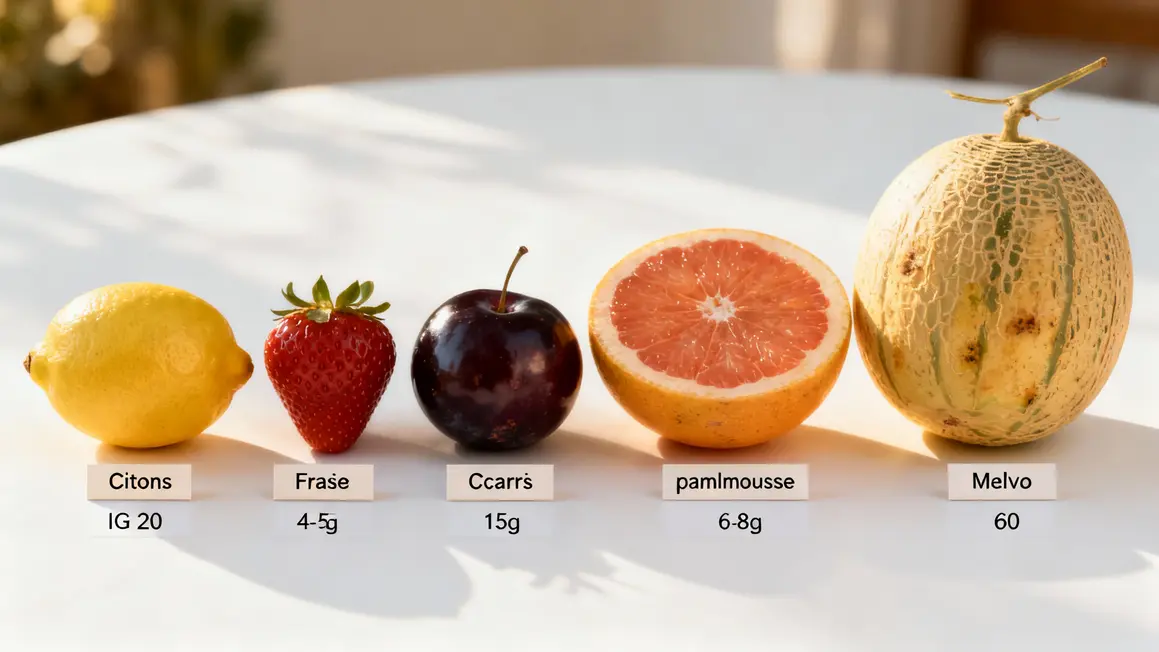 tableau visuel classement fruits pauvres en sucre