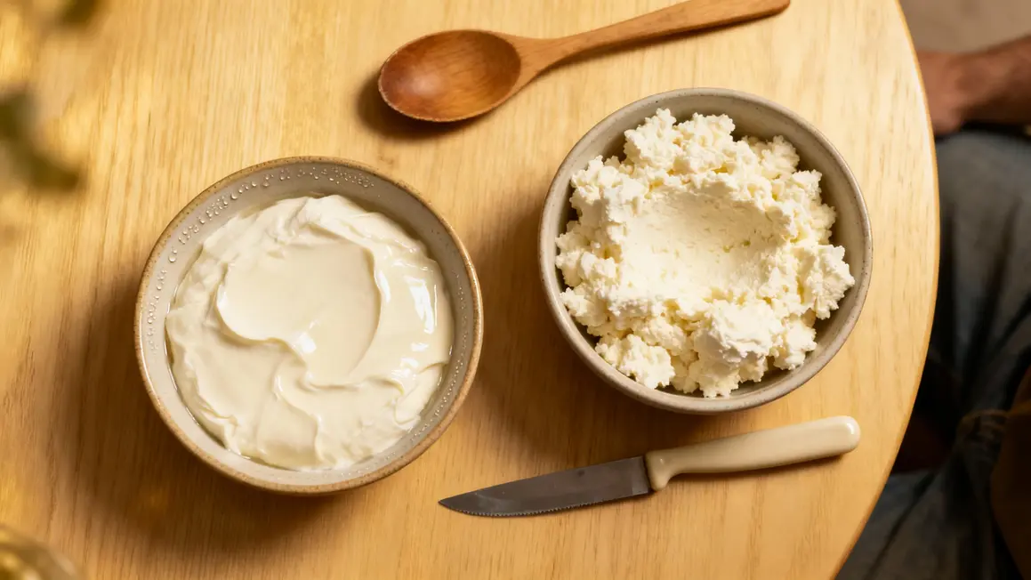 Bol fromage blanc et bol fromage frais