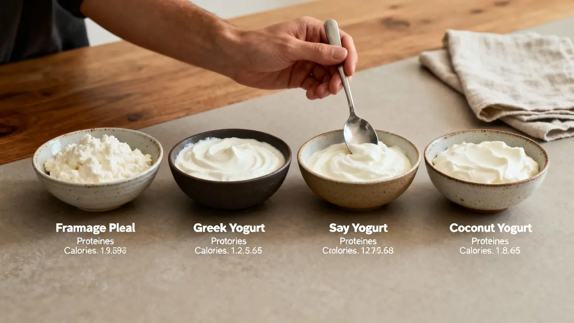 comparatif visuel fromage blanc yaourt grec soja