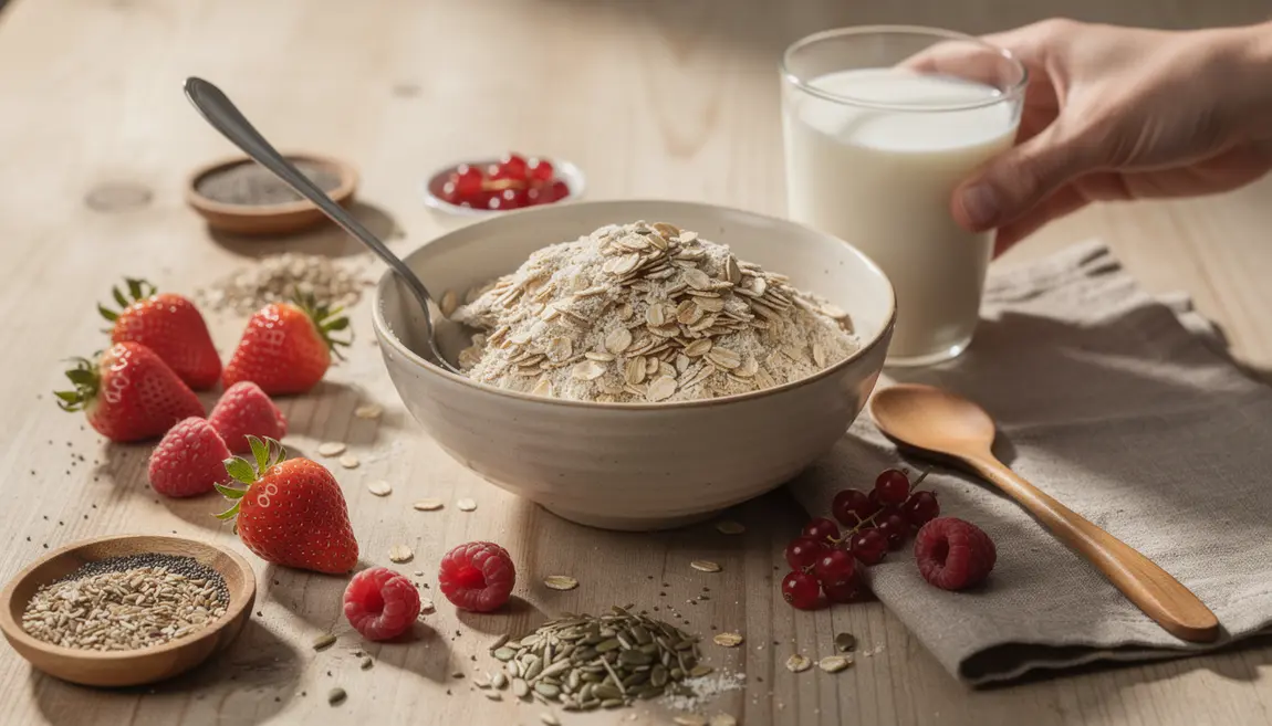 bol flocons avoine complets proteines fruits