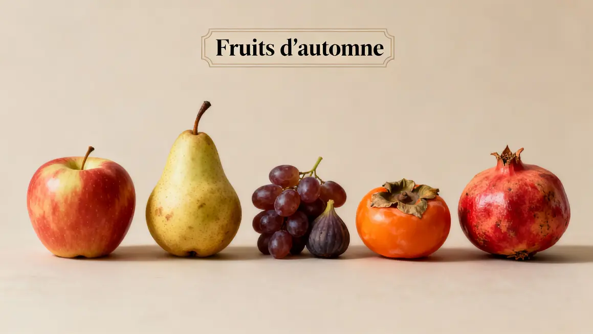 illustration fruits de saison automne alignes