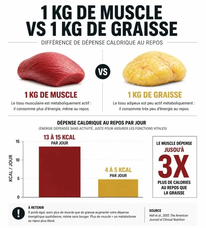 Comparaison métabolisme et musculation : activité métabolique du muscle vs graisse